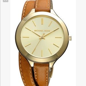 Michael Kors Double Wrap Leather Strap Watch